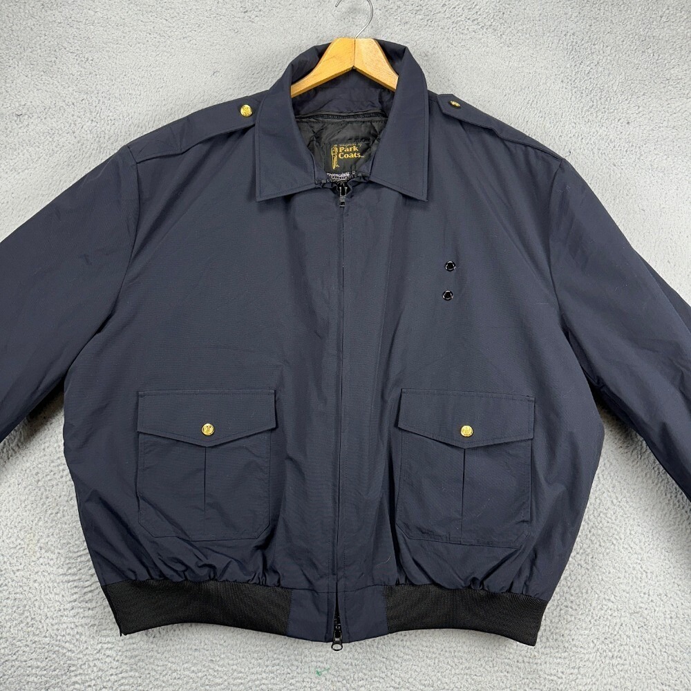 Park Coats Uniform Bomber Jacket Mens 4XL Navy Nylon Full Zip Gold Button Pocket